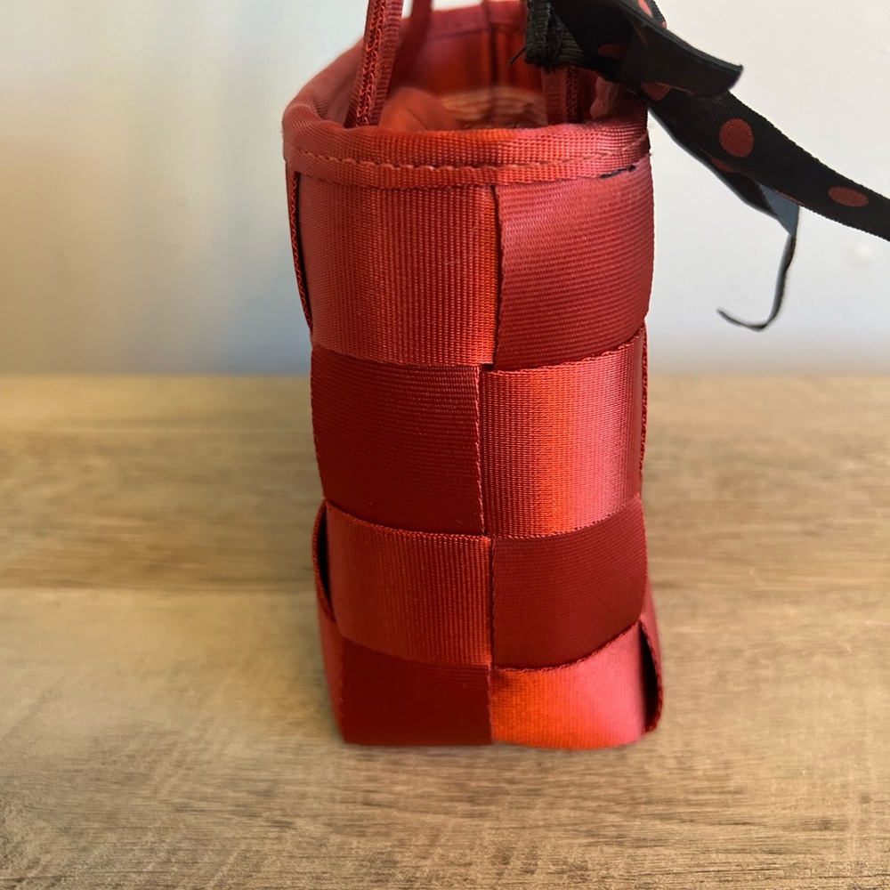 Vintage Unbranded Red Seatbelt Y2K Mini Hand Bag Mini Tote Bow Polka Dot - Picture 6 of 15